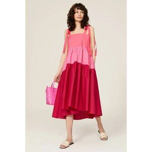 Peter Som Collective Three Tier Midi Dress Pink Womens Size 0